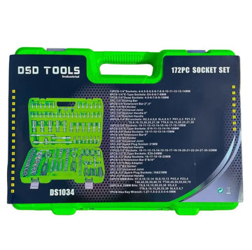 172pc 1/4″ 3/8″ 1/2″ Socket Set With Ratchet Sockets DS1034