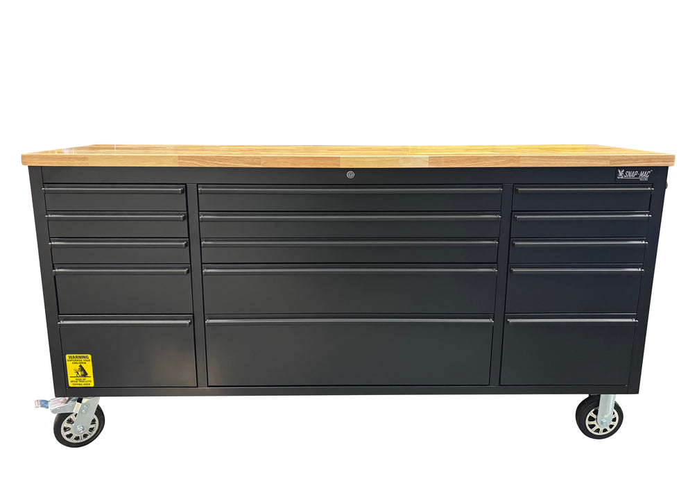 72in Matt Black 15 Drawer Work Bench Tool Chest Cabinet