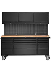 US SNAP MAC 72in Matt Black 15 Drawer Work Bench with Upper Cabinets