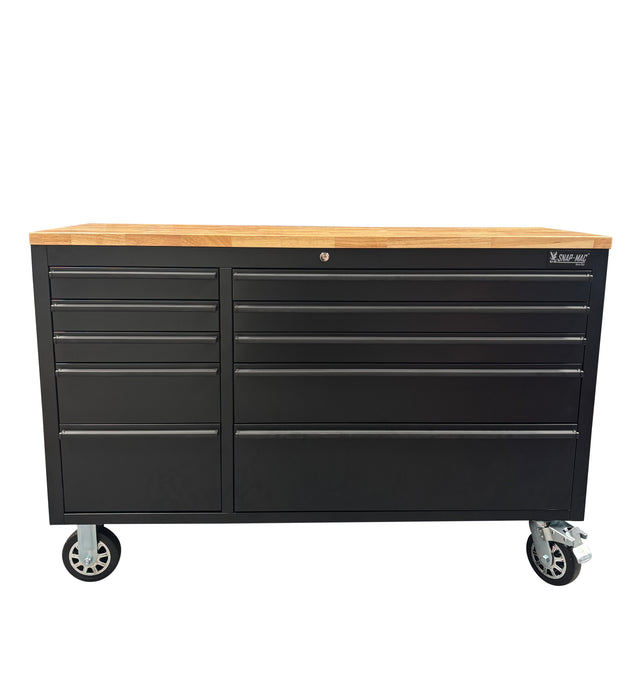 55in Matt Black 10 Drawer Work Bench Tool Box Chest Cabinet
