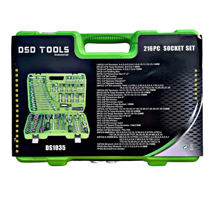 216pc 1/4″ 3/8″ 1/2″ DR Metric Socket Set DS1035