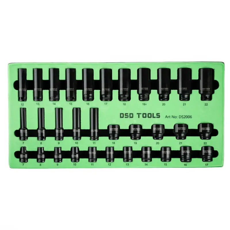 32PC 3/8″ DR 6PT DEEP & SHALLOW IMPACT SOCKETS 7MM TO 22MM DS2006