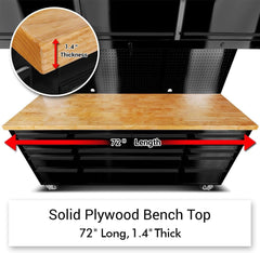 US SNAP MAC 72in Matt Black 15 Drawer Work Bench with Upper Cabinets