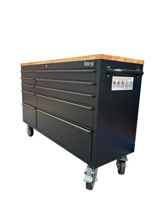 55in Matt Black 10 Drawer Work Bench Tool Box Chest Cabinet