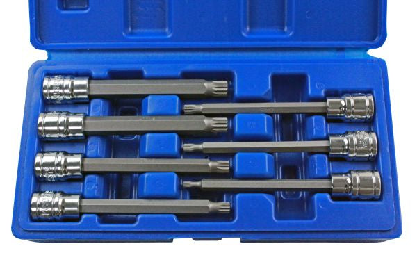 7PC 3/8" DR 110MM(L) SPLINE BIT SOCKETS  1496