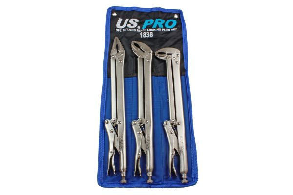 3PC 15" LONG REACH LOCKING PLIER SET 1838