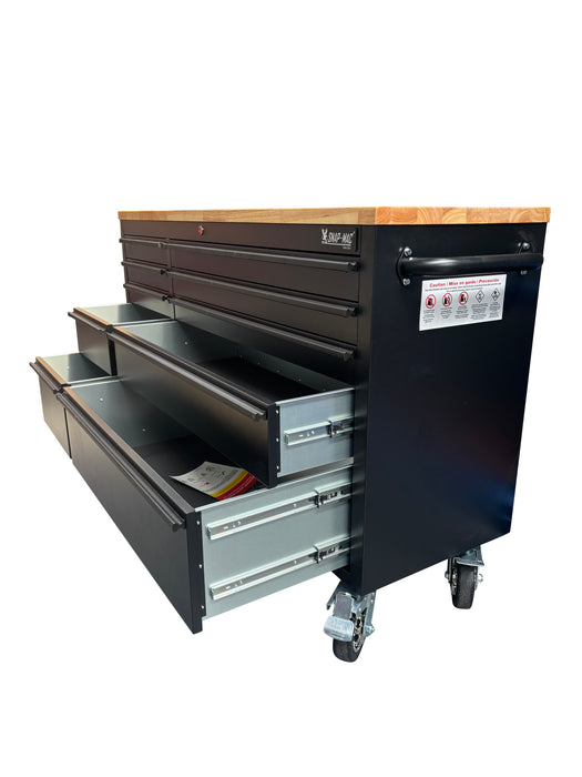 55in Matt Black 10 Drawer Work Bench Tool Box Chest Cabinet