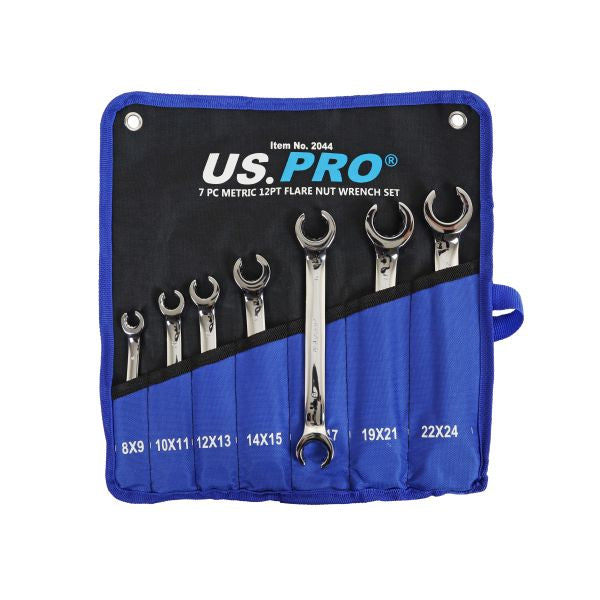 7 PC METRIC 12PT FLARE NUT WRENCH SET 8-24MM 2044