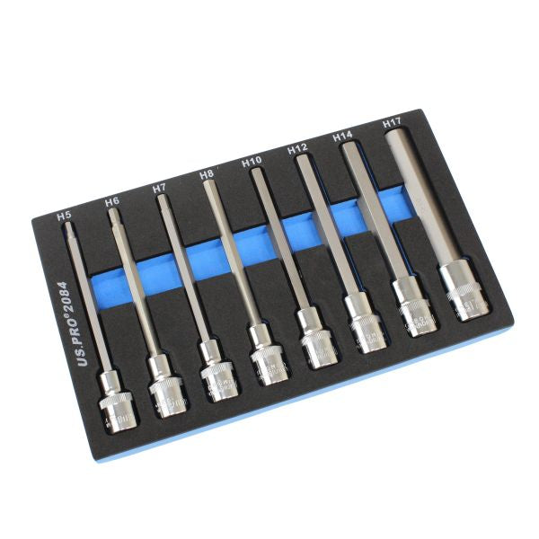 8PCS 1/2” DR. LONG HEX BIT SOCKET SET 2084