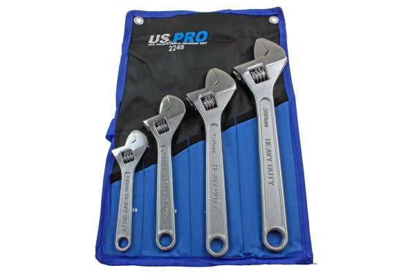 4PC ADJUSTABLE WRENCH SET CHROME FINISH 2249