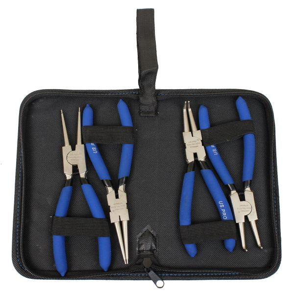 4PC 7" NI-FE FINISH CIRCLIP PLIERS SET IN ZIP CASE 2278