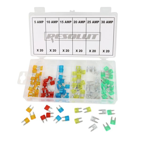120PC ASSORTED MINI AUTOMOTIVE BLADE FUSES — W-Tools Direct