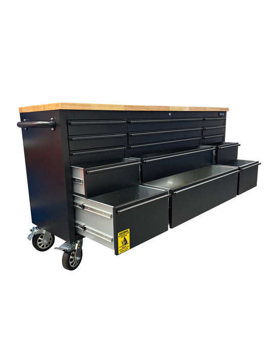 72in Matt Black 15 Drawer Work Bench Tool Chest Cabinet
