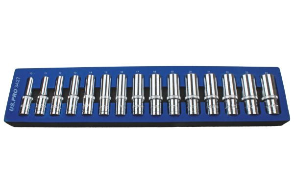 15PC 1/2" DR 12PT DEEP SOCKETS 10-24MM 3427