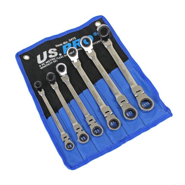 6 PC METRIC FLEXI DOUBLE RING GEAR RATCHET WRENCH SET 3475