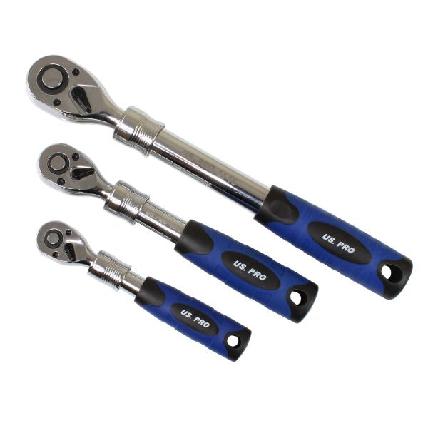 3PC EXTENDABLE RATCHET SET 1/4", 3/8" & 1/2" DRIVES 4205