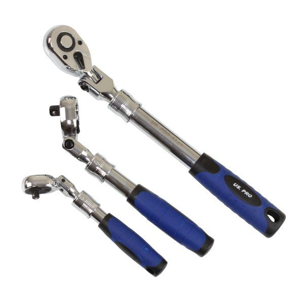 3PC FLEXIBLE EXTENDABLE RATCHET SET 1/4", 3/8" & 1/2" DRIVES 4206