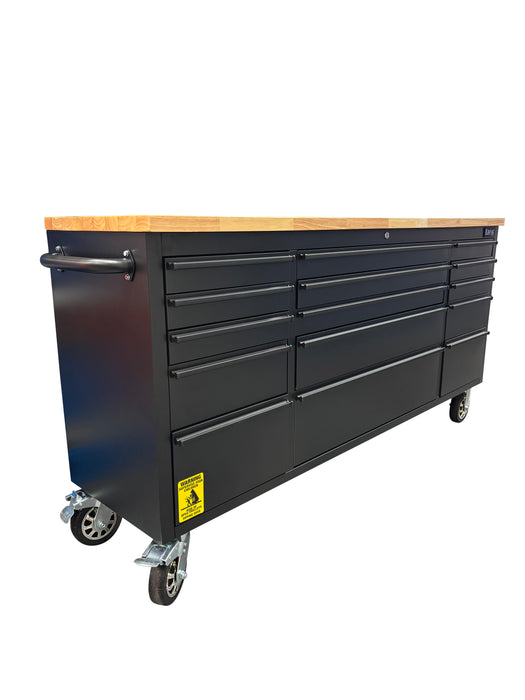 72in Matt Black 15 Drawer Work Bench Tool Chest Cabinet