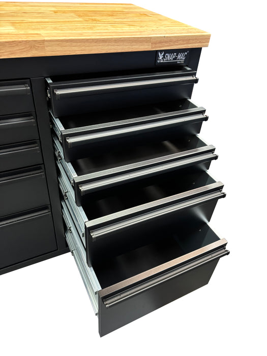 72in Matt Black 15 Drawer Work Bench Tool Chest Cabinet