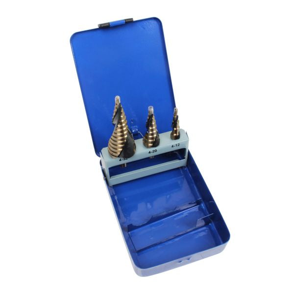 3PC 4-32MM HSS-G+ SPIRAL STEP DRILL SET 7142