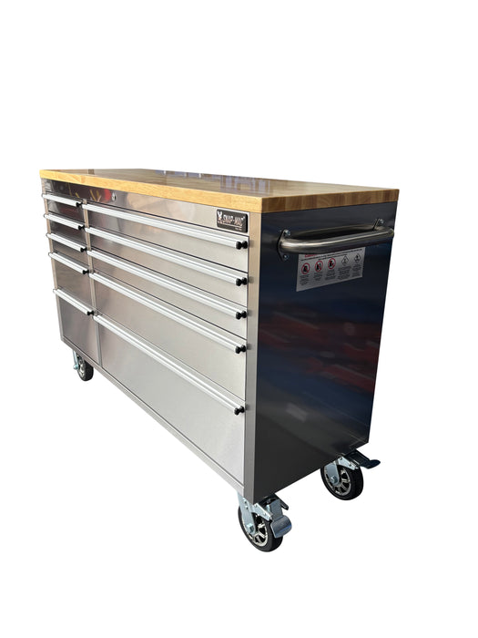 55in Stainless Steel 10 Drawer Work Bench Tool Box Chest Cabinet