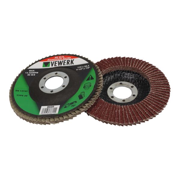 FLAP DISCS 40 GRIT OXIDE - PACK 10 (115X22.2)