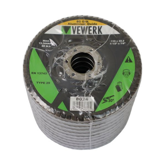 FLAP DISCS 60 GRIT OXIDE - PACK 10 (115X22.2)