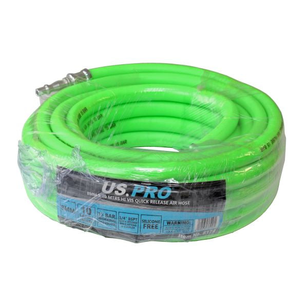 8MM X 10 MTRS HI VIS QUICK RELEASE AIR HOSE 15 BAR 8174