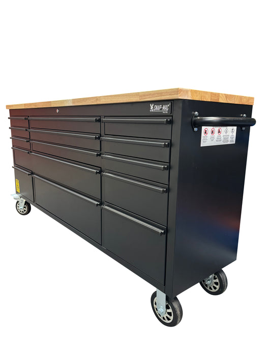 72in Matt Black 15 Drawer Work Bench Tool Chest Cabinet