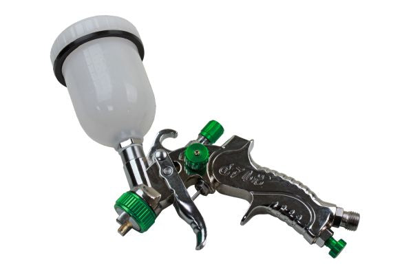 GREEN MINI HVLP GRAVITY SPRAY GUN 120ML CUP 1MM NOZZLE 8771