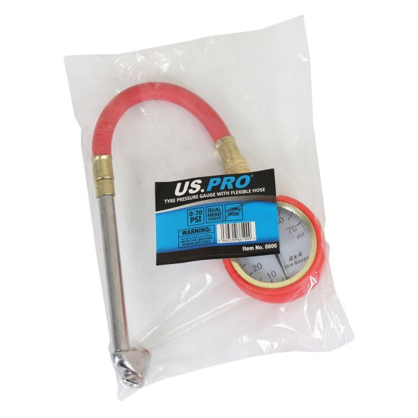 TYRE PRESSURE GAUGE WITH FLEXIBLE HOSE 8806