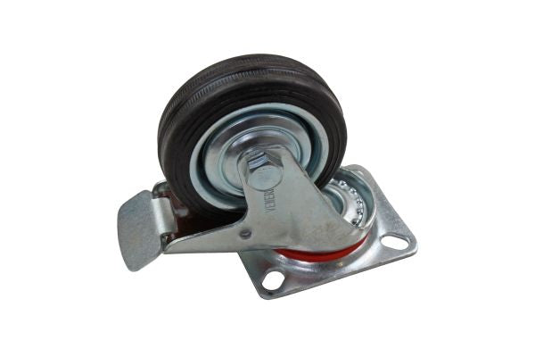 INDUSTRIAL 75MM SWIVEL CASTOR WITH BRAKE RUBBER WHEEL