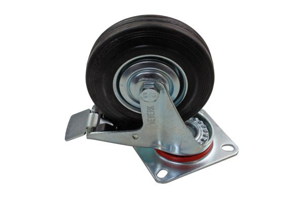 125MM SWIVEL CASTOR WITH BRAKE RUBBER WHEEL