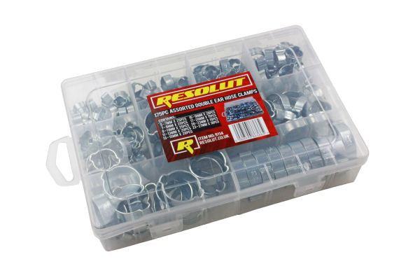 175PC ASSORTED DOUBLE EAR HOSE CLAMPS