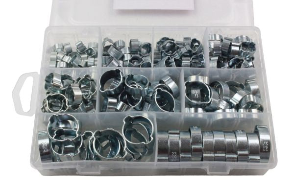 175PC ASSORTED DOUBLE EAR HOSE CLAMPS