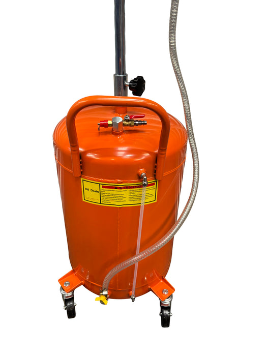 Waste Oil Drain Tank Portable Oil Drain 20 Gallon Air Operate w/ Air Valve