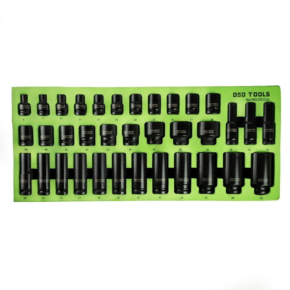 35PC 1/2″ DR 6PT METRIC SHALLOW AND DEEP IMPACT SOCKET SET DS1125
