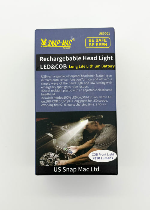 US SNAP MAC Led Headlamp Sensor Recharable